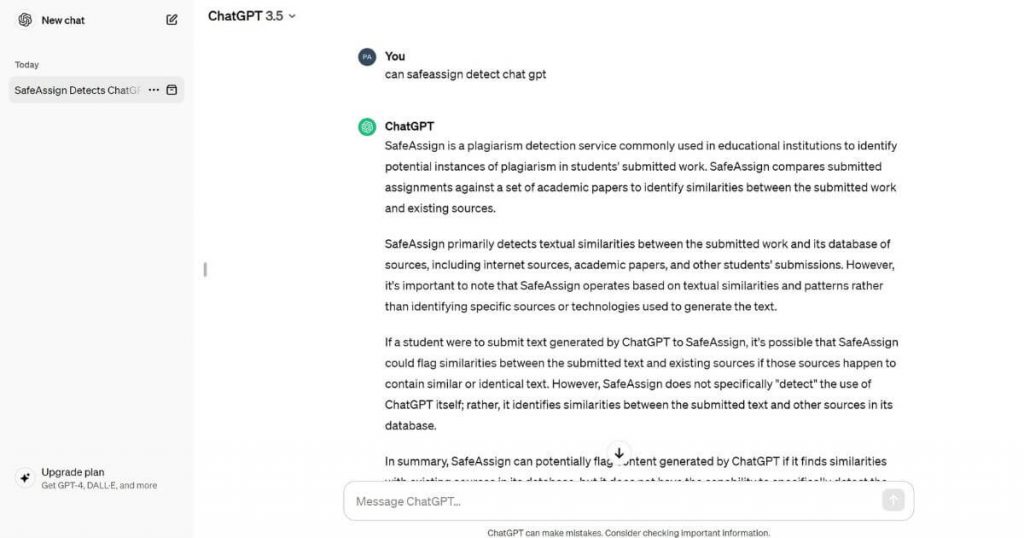 Does Safeassign Detect Chatgpt